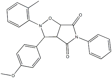 3-(4-methoxyphenyl)-2-(2-methylphenyl)-5-phenyldihydro-2H-pyrrolo[3,4-d]isoxazole-4,6(3H,5H)-dione,,结构式