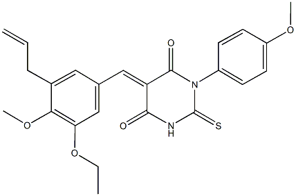 5-(3-allyl-5-ethoxy-4-methoxybenzylidene)-1-(4-methoxyphenyl)-2-thioxodihydro-4,6(1H,5H)-pyrimidinedione Structure