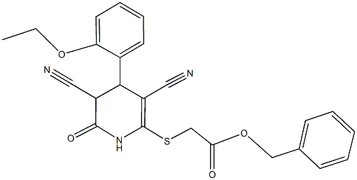 benzyl {[3,5-dicyano-4-(2-ethoxyphenyl)-6-oxo-1,4,5,6-tetrahydro-2-pyridinyl]sulfanyl}acetate Structure