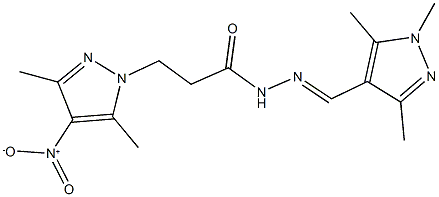 3-{4-nitro-3,5-dimethyl-1H-pyrazol-1-yl}-N'-[(1,3,5-trimethyl-1H-pyrazol-4-yl)methylene]propanohydrazide 结构式
