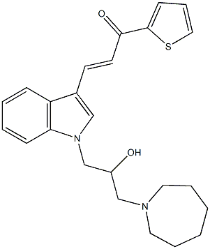 3-{1-[3-(1-azepanyl)-2-hydroxypropyl]-1H-indol-3-yl}-1-(2-thienyl)-2-propen-1-one Structure