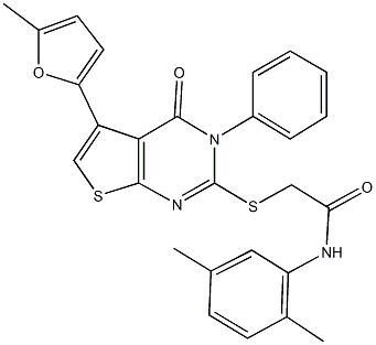 N-(2,5-dimethylphenyl)-2-{[5-(5-methyl-2-furyl)-4-oxo-3-phenyl-3,4-dihydrothieno[2,3-d]pyrimidin-2-yl]sulfanyl}acetamide Structure