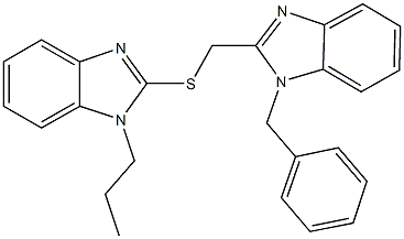 (1-benzyl-1H-benzimidazol-2-yl)methyl 1-propyl-1H-benzimidazol-2-yl sulfide 化学構造式