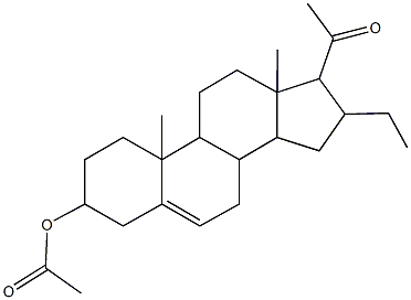 17-acetyl-16-ethyl-10,13-dimethyl-2,3,4,7,8,9,10,11,12,13,14,15,16,17-tetradecahydro-1H-cyclopenta[a]phenanthren-3-yl acetate Struktur