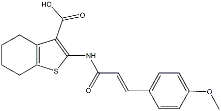 2-{[3-(4-methoxyphenyl)acryloyl]amino}-4,5,6,7-tetrahydro-1-benzothiophene-3-carboxylic acid 化学構造式