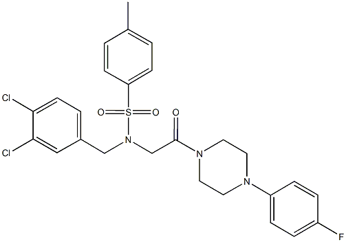 N-(3,4-dichlorobenzyl)-N-{2-[4-(4-fluorophenyl)-1-piperazinyl]-2-oxoethyl}-4-methylbenzenesulfonamide 化学構造式