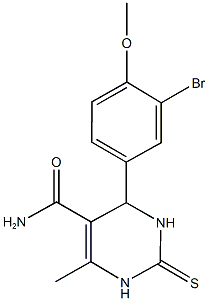 4-(3-bromo-4-methoxyphenyl)-6-methyl-2-thioxo-1,2,3,4-tetrahydro-5-pyrimidinecarboxamide,,结构式