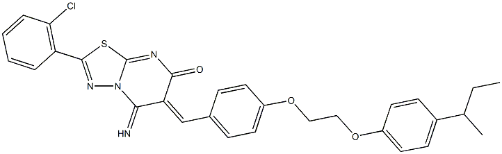 6-{4-[2-(4-sec-butylphenoxy)ethoxy]benzylidene}-2-(2-chlorophenyl)-5-imino-5,6-dihydro-7H-[1,3,4]thiadiazolo[3,2-a]pyrimidin-7-one Structure