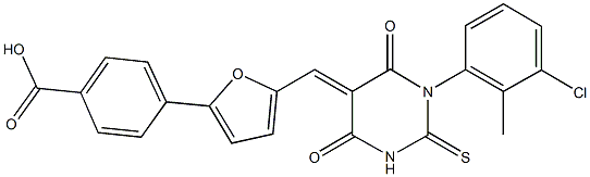 4-{5-[(1-(3-chloro-2-methylphenyl)-4,6-dioxo-2-thioxotetrahydro-5(2H)-pyrimidinylidene)methyl]-2-furyl}benzoic acid|