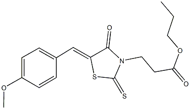 propyl 3-[5-(4-methoxybenzylidene)-4-oxo-2-thioxo-1,3-thiazolidin-3-yl]propanoate 化学構造式