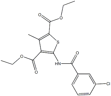 diethyl 5-[(3-chlorobenzoyl)amino]-3-methyl-2,4-thiophenedicarboxylate,,结构式