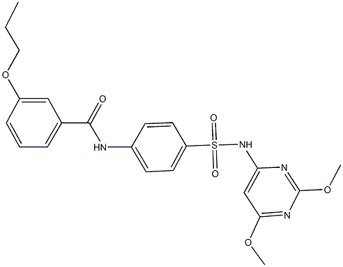 N-(4-{[(2,6-dimethoxy-4-pyrimidinyl)amino]sulfonyl}phenyl)-3-propoxybenzamide Struktur