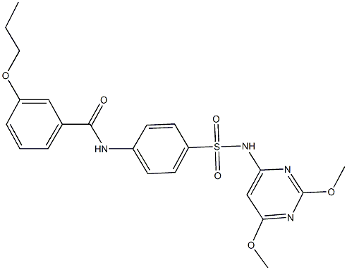 N-(4-{[(2,6-dimethoxy-4-pyrimidinyl)amino]sulfonyl}phenyl)-3-propoxybenzamide 结构式