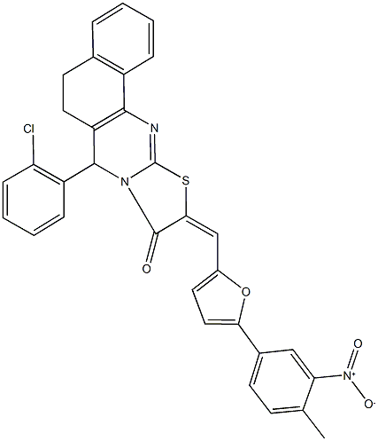 7-(2-chlorophenyl)-10-[(5-{3-nitro-4-methylphenyl}-2-furyl)methylene]-5,7-dihydro-6H-benzo[h][1,3]thiazolo[2,3-b]quinazolin-9(10H)-one|