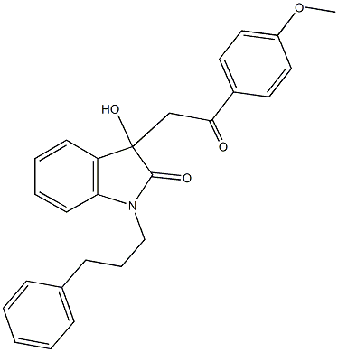 3-hydroxy-3-[2-(4-methoxyphenyl)-2-oxoethyl]-1-(3-phenylpropyl)-1,3-dihydro-2H-indol-2-one Structure