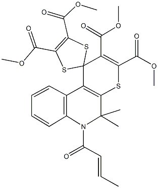 tetramethyl 6'-(2-butenoyl)-5',5'-dimethyl-5',6'-dihydrospiro[1,3-dithiole-2,1'-(1'H)-thiopyrano[2,3-c]quinoline]-2',3',4,5-tetracarboxylate 结构式