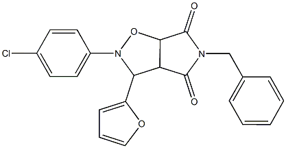 5-benzyl-2-(4-chlorophenyl)-3-(2-furyl)dihydro-2H-pyrrolo[3,4-d]isoxazole-4,6(3H,5H)-dione Structure