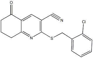 2-[(2-chlorobenzyl)sulfanyl]-5-oxo-5,6,7,8-tetrahydro-3-quinolinecarbonitrile 结构式