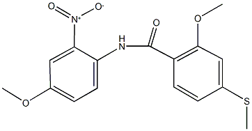 N-{2-nitro-4-methoxyphenyl}-2-methoxy-4-(methylsulfanyl)benzamide,,结构式