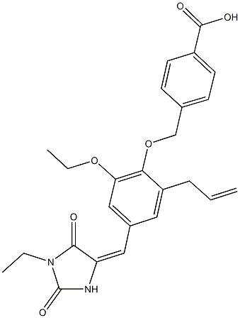 4-({2-allyl-6-ethoxy-4-[(1-ethyl-2,5-dioxo-4-imidazolidinylidene)methyl]phenoxy}methyl)benzoic acid Structure