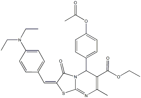 ethyl 5-[4-(acetyloxy)phenyl]-2-[4-(diethylamino)benzylidene]-7-methyl-3-oxo-2,3-dihydro-5H-[1,3]thiazolo[3,2-a]pyrimidine-6-carboxylate Structure