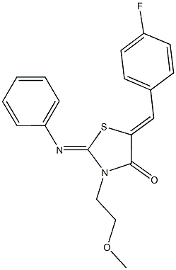 5-(4-fluorobenzylidene)-3-(2-methoxyethyl)-2-(phenylimino)-1,3-thiazolidin-4-one 结构式