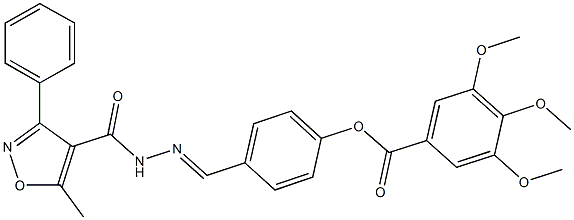 4-{2-[(5-methyl-3-phenyl-4-isoxazolyl)carbonyl]carbohydrazonoyl}phenyl 3,4,5-trimethoxybenzoate 化学構造式