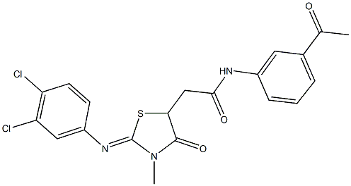 N-(3-acetylphenyl)-2-{2-[(3,4-dichlorophenyl)imino]-3-methyl-4-oxo-1,3-thiazolidin-5-yl}acetamide Structure