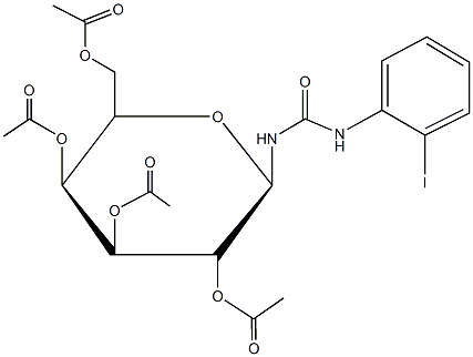 3,5-bis(acetyloxy)-2-[(acetyloxy)methyl]-6-{[(2-iodoanilino)carbonyl]amino}tetrahydro-2H-pyran-4-yl acetate Structure