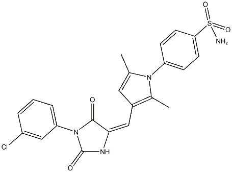 4-(3-{[1-(3-chlorophenyl)-2,5-dioxo-4-imidazolidinylidene]methyl}-2,5-dimethyl-1H-pyrrol-1-yl)benzenesulfonamide 化学構造式