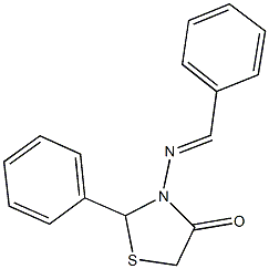 3-(benzylideneamino)-2-phenyl-1,3-thiazolidin-4-one,,结构式