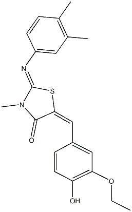  2-[(3,4-dimethylphenyl)imino]-5-(3-ethoxy-4-hydroxybenzylidene)-3-methyl-1,3-thiazolidin-4-one