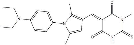 5-({1-[4-(diethylamino)phenyl]-2,5-dimethyl-1H-pyrrol-3-yl}methylene)-1-methyl-2-thioxodihydro-4,6(1H,5H)-pyrimidinedione 结构式