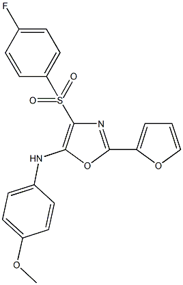 4-[(4-fluorophenyl)sulfonyl]-2-(2-furyl)-N-(4-methoxyphenyl)-1,3-oxazol-5-amine 结构式