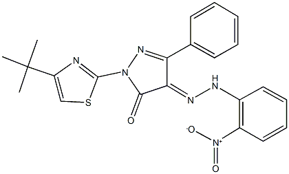 1-(4-tert-butyl-1,3-thiazol-2-yl)-3-phenyl-1H-pyrazole-4,5-dione 4-({2-nitrophenyl}hydrazone) 化学構造式