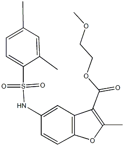 2-methoxyethyl 5-{[(2,4-dimethylphenyl)sulfonyl]amino}-2-methyl-1-benzofuran-3-carboxylate Struktur