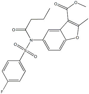 methyl 5-{butyryl[(4-fluorophenyl)sulfonyl]amino}-2-methyl-1-benzofuran-3-carboxylate Structure