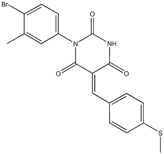 1-(4-bromo-3-methylphenyl)-5-[4-(methylsulfanyl)benzylidene]-2,4,6(1H,3H,5H)-pyrimidinetrione 结构式