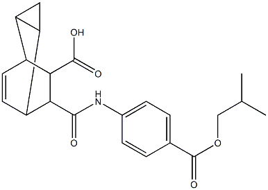 7-{[4-(isobutoxycarbonyl)anilino]carbonyl}tricyclo[3.2.2.0~2,4~]non-8-ene-6-carboxylic acid 化学構造式