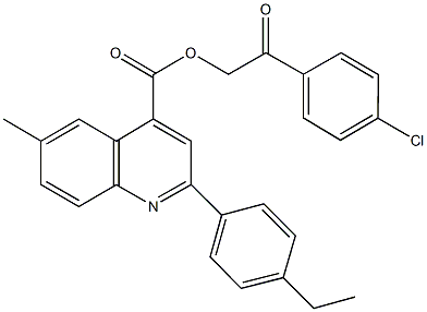 2-(4-chlorophenyl)-2-oxoethyl 2-(4-ethylphenyl)-6-methyl-4-quinolinecarboxylate Structure