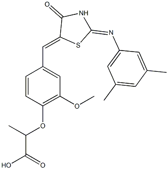 2-[4-({2-[(3,5-dimethylphenyl)imino]-4-oxo-1,3-thiazolidin-5-ylidene}methyl)-2-methoxyphenoxy]propanoic acid,,结构式