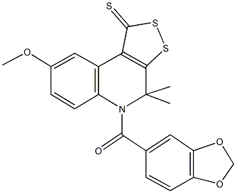 5-(1,3-benzodioxol-5-ylcarbonyl)-8-methoxy-4,4-dimethyl-4,5-dihydro-1H-[1,2]dithiolo[3,4-c]quinoline-1-thione Structure