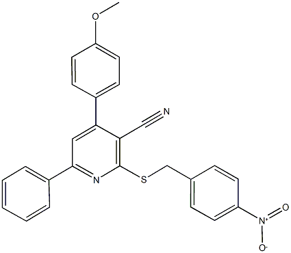 2-({4-nitrobenzyl}sulfanyl)-4-(4-methoxyphenyl)-6-phenylnicotinonitrile Structure