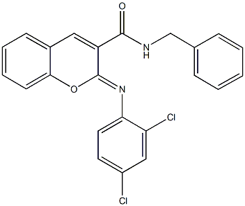 N-benzyl-2-[(2,4-dichlorophenyl)imino]-2H-chromene-3-carboxamide,,结构式