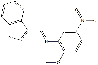 3-[({5-nitro-2-methoxyphenyl}imino)methyl]-1H-indole,,结构式