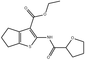 ethyl 2-[(tetrahydro-2-furanylcarbonyl)amino]-5,6-dihydro-4H-cyclopenta[b]thiophene-3-carboxylate 化学構造式