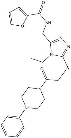 N-[(4-ethyl-5-{[2-oxo-2-(4-phenyl-1-piperazinyl)ethyl]sulfanyl}-4H-1,2,4-triazol-3-yl)methyl]-2-furamide Structure