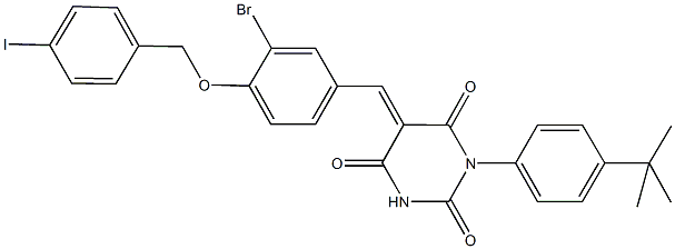 5-{3-bromo-4-[(4-iodobenzyl)oxy]benzylidene}-1-(4-tert-butylphenyl)-2,4,6(1H,3H,5H)-pyrimidinetrione Struktur