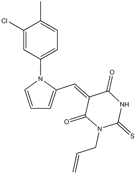 1-allyl-5-{[1-(3-chloro-4-methylphenyl)-1H-pyrrol-2-yl]methylene}-2-thioxodihydropyrimidine-4,6(1H,5H)-dione 结构式