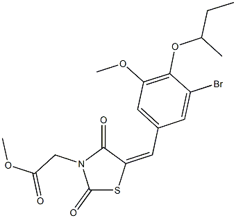 methyl [5-(3-bromo-4-sec-butoxy-5-methoxybenzylidene)-2,4-dioxo-1,3-thiazolidin-3-yl]acetate Structure